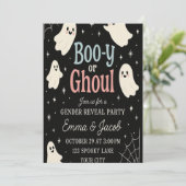 Halloween Gender Reveal Uitnodiging | Boo-y of Gho (Staand voorkant)