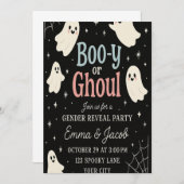 Halloween Gender Reveal Uitnodiging | Boo-y of Gho (Voorkant / Achterkant)