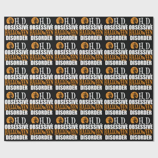 Halloween geobsedeerd spookhuis zwart cadeaupapier (Vlak)