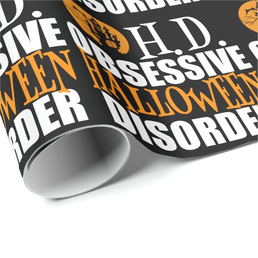 Halloween geobsedeerd spookhuis zwart cadeaupapier (Rol Hoek)