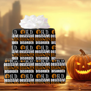 Halloween geobsedeerd spookhuis zwart cadeaupapier