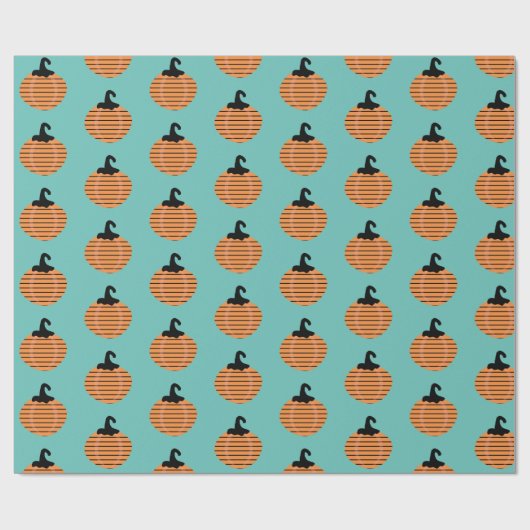 Halloween Geometric Pumpkin Stripes Pattern Cadeaupapier (Vlak)