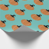 Halloween Geometrische Pompoen Strepen Patroon Cadeaupapier (Hoek)