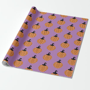 Halloween Geometrische Pompoen Strepen Patroon Cadeaupapier