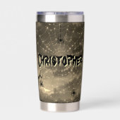 Halloween gepersonaliseerd skelet, spinnen en vlee geïsoleerde drinkbeker (Achterkant)