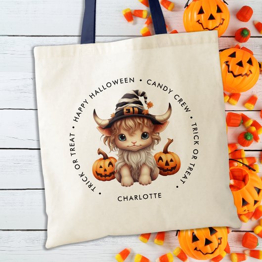 Halloween gepersonaliseerde Highland Koe Trick or Tote Bag