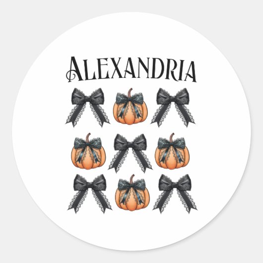 Halloween Gepersonaliseerde Naam Ronde Sticker (Voorkant)