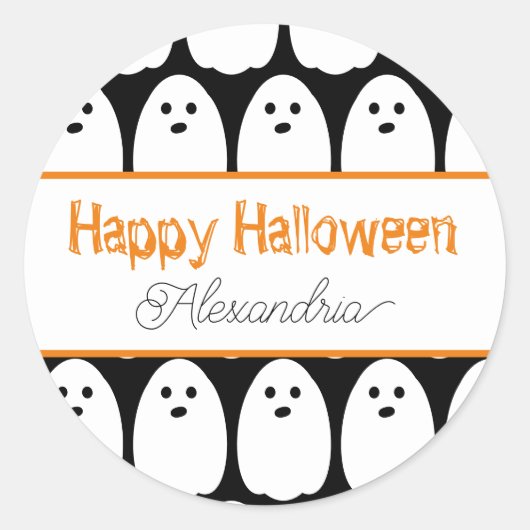Halloween Gepersonaliseerde Schattigee Geesten Ronde Sticker (Voorkant)
