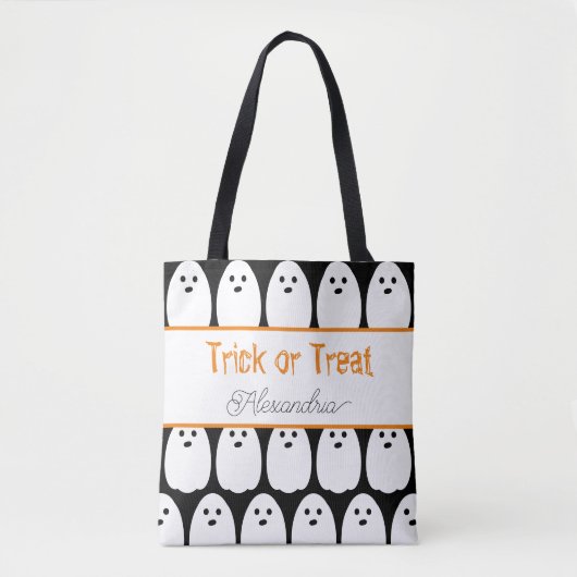 Halloween Gepersonaliseerde Schattigee Geesten Tri Tote Bag (Voorkant)
