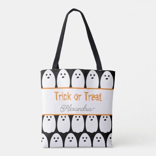 Halloween Gepersonaliseerde Schattigee Geesten Tri Tote Bag (Achterkant)