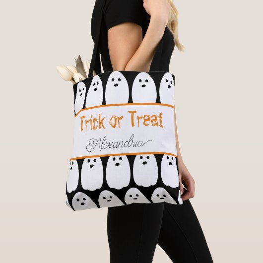 Halloween Gepersonaliseerde Schattigee Geesten Tri Tote Bag (Dichtbij)