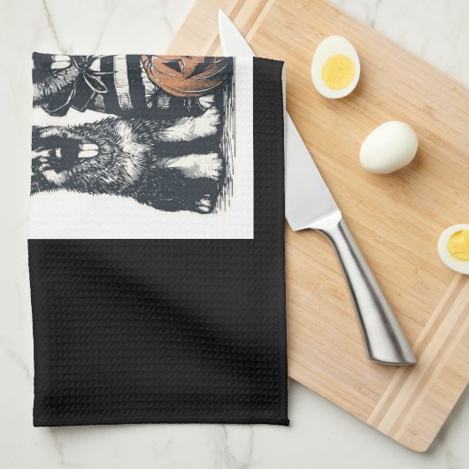 Halloween German Shepherd.jpg Theedoek (Quarter Fold)