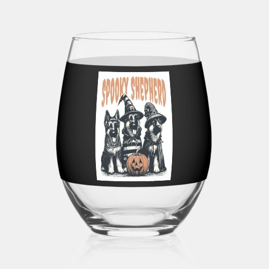 Halloween German Shepherd.jpg Wijnglas Zonder Voet (Voorkant)