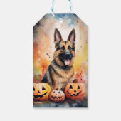 Halloween German Shepherd met pompoenen eng Cadeaulabel (Achterkant)