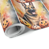 Halloween German Shepherd met pompoenen eng Cadeaupapier (Rol Hoek)