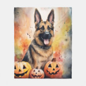 Halloween German Shepherd met pompoenen eng Fleece Deken (Voorkant)