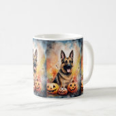 Halloween German Shepherd met pompoenen eng Koffiemok (Voorkant rechts)