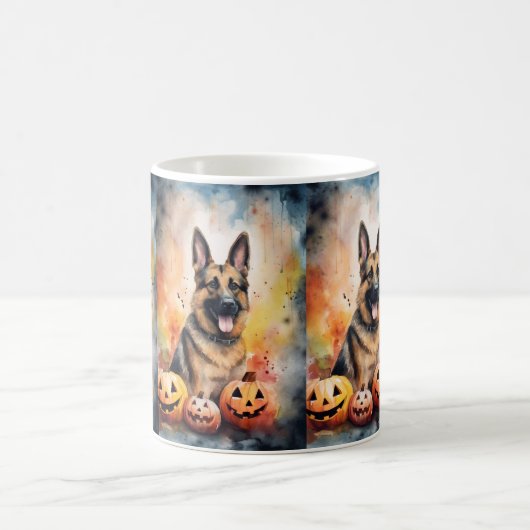 Halloween German Shepherd met pompoenen eng Koffiemok (Center)
