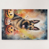 Halloween German Shepherd met pompoenen eng Legpuzzel (Horizontaal)