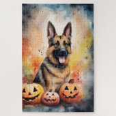Halloween German Shepherd met pompoenen eng Legpuzzel (Verticaal)