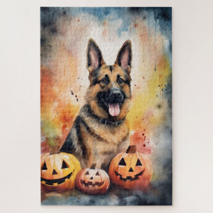 Halloween German Shepherd met pompoenen eng Legpuzzel