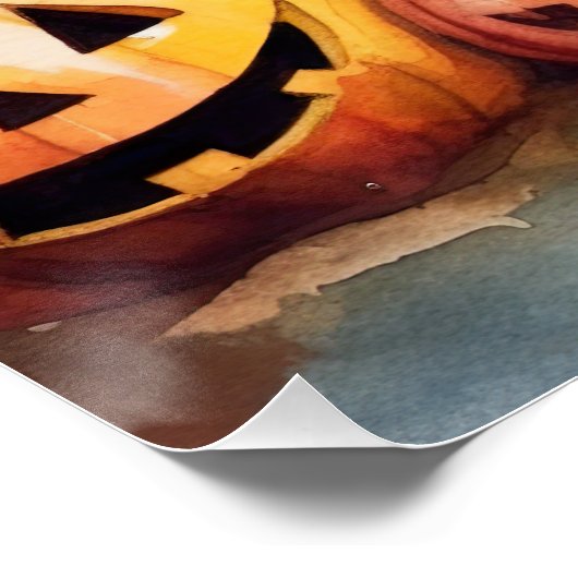 Halloween German Shepherd met pompoenen eng Perfect Poster (Hoek)