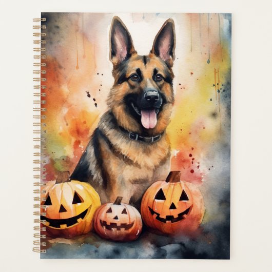 Halloween German Shepherd met pompoenen eng Planner (Voorkant)