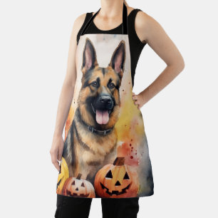 Halloween German Shepherd met pompoenen eng Schort
