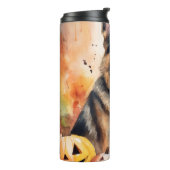 Halloween German Shepherd met pompoenen eng Thermosbeker (Gedraaid links)
