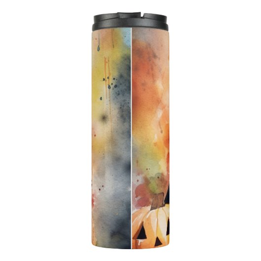 Halloween German Shepherd met pompoenen eng Thermosbeker (Achterkant)