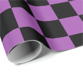 Halloween geruit Paarse en zwarte controlepatroon Cadeaupapier (Rol Hoek)