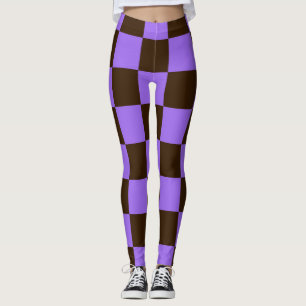 Halloween Geruit Zwart en Paarse Patroon Leggings