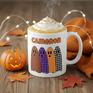 Halloween geruite ruitgeesten koffiemok