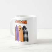 Halloween geruite ruitgeesten koffiemok (Voorkant links)