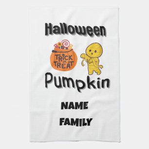 Halloween geschenken voor familie gepersonaliseerd theedoek