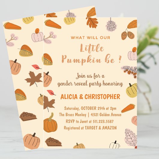 Halloween Geslacht onthullen uitnodigingen Herfst