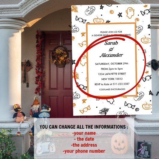 Halloween geslacht onthullen uitnodigingen Oktober