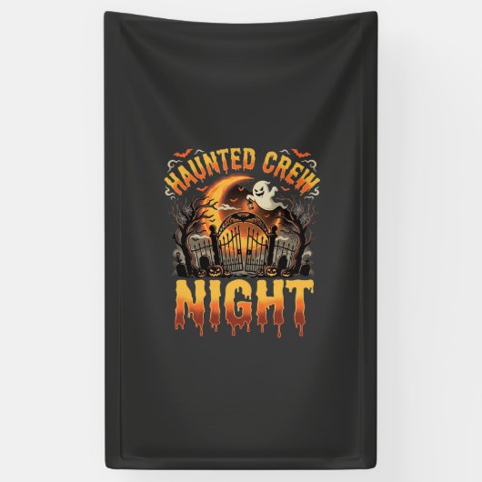 Halloween Gespenstige Crew Nacht Spandoek (Verticaal)