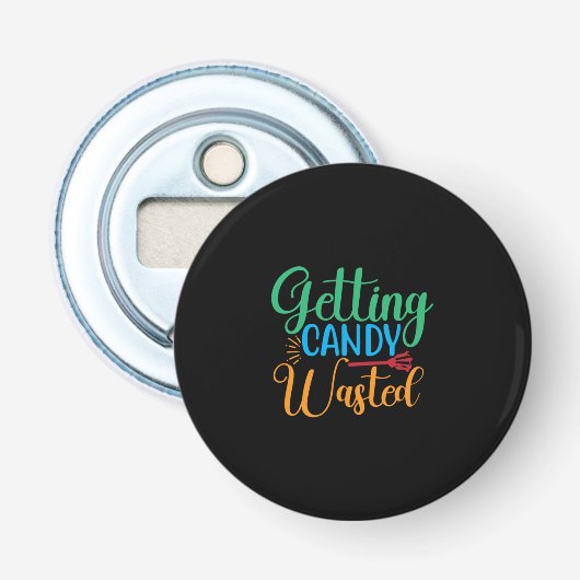 Halloween Getting Snoep Wast Birthday Button Flesopener (Voorkant)