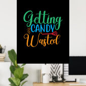 Halloween Getting Snoep Wast Birthday Poster (Thuiskantoor)