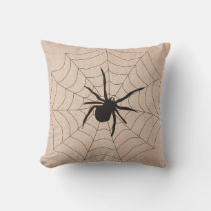 Halloween gevangen in een Web Spider Burlap Kussen