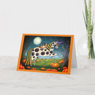 HALLOWEEN GEVLEKTE PONY & VLEERMUIS KAT Fantasie P Feestdagen Kaart