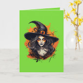 "Halloween" gevouwen Wenskaart Kaart (Gele Bloem)