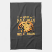 Halloween Geweldig Weer Spokenhuis Pompoen Theedoek (Verticaal)