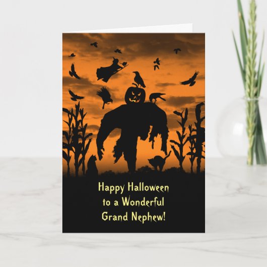 Halloween geweldige of klein-neef vogelverschrikke kaart (Voorkant)