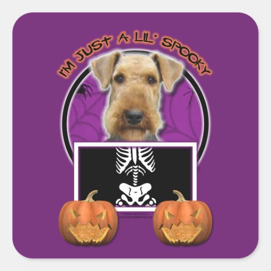 Halloween - Gewoon een Lil Spooky - Airedale Vierkante Sticker (Voorkant)
