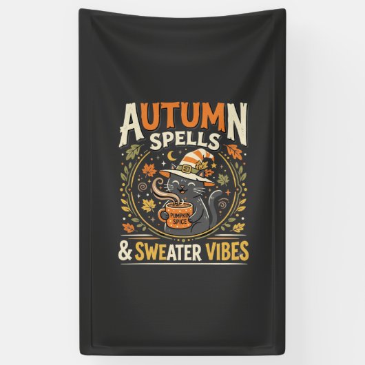 Halloween Gezellige Herfstmagie Spandoek (Verticaal)
