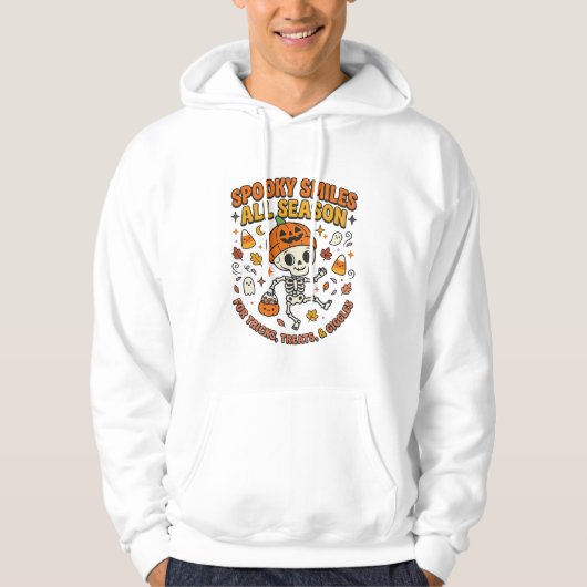 Halloween Gezellige Skelet Viering Hoodie (Voorkant)