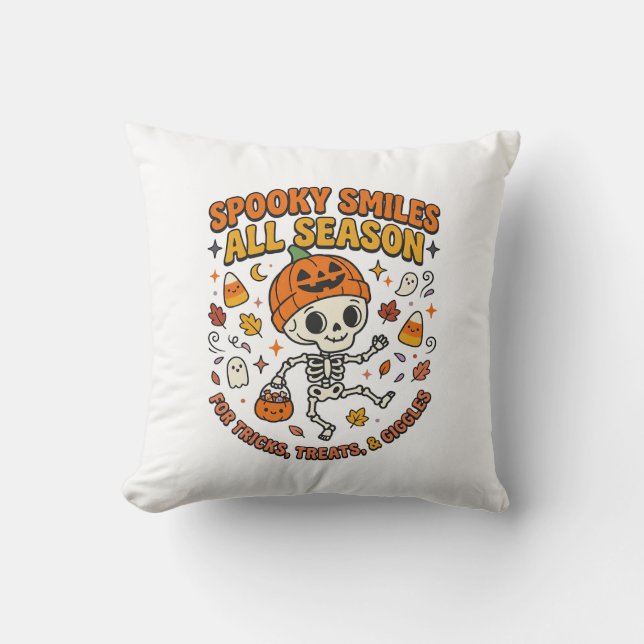 Halloween Gezellige Skelet Viering Kussen (Voorkant)