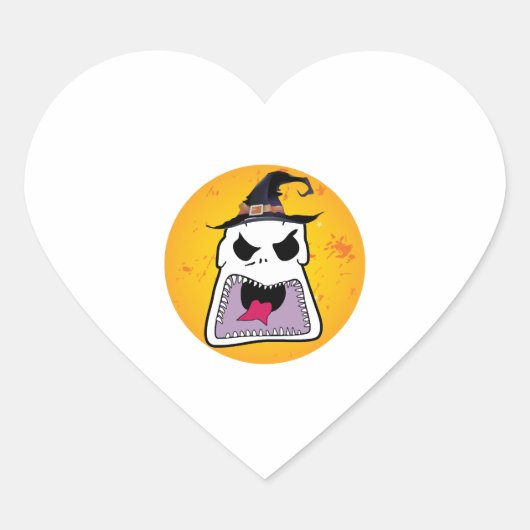Halloween - gezicht hart sticker (Voorkant)